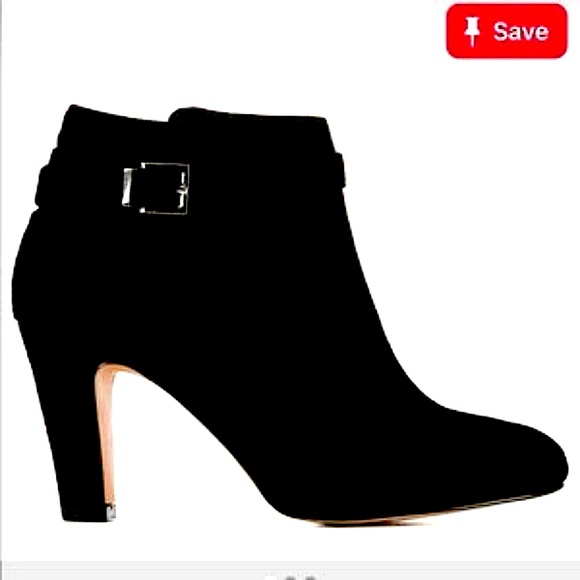 Black Mini Boots, 3 inch heel, Silver Buckle Accent Size 7 - Picture 2 of 4